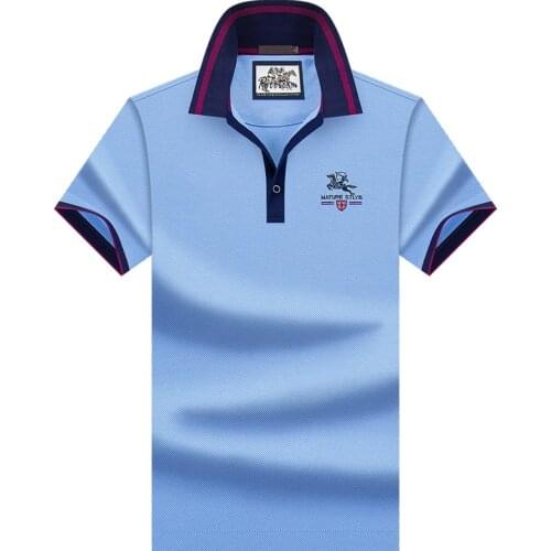 Cotton Badge Embroidery Polo Shirt for Men Short-Sleeved Patchwork Quality Summer Brand Men Clothing