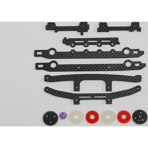 Carbon Fiber Rack Set With Gears Run Backwards Kit for Mini 4WD Car Unlimited Track Car Row Gears Transmission Racing Car Model