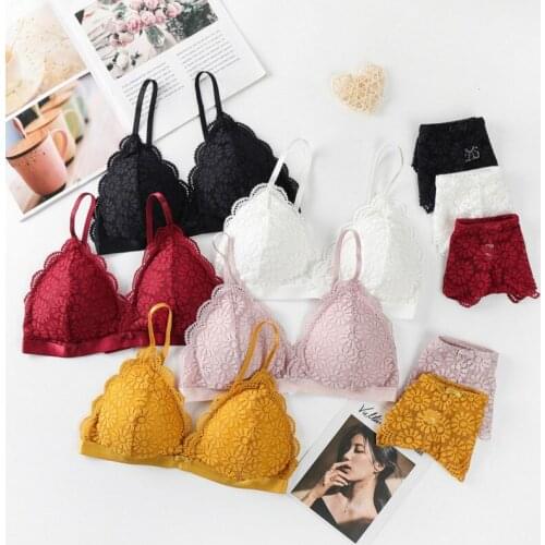Sexy Lace Push-up Bra and Panty Sets Female Brassiere Embroidery Lingerie Set Beauty Back Women Underwear