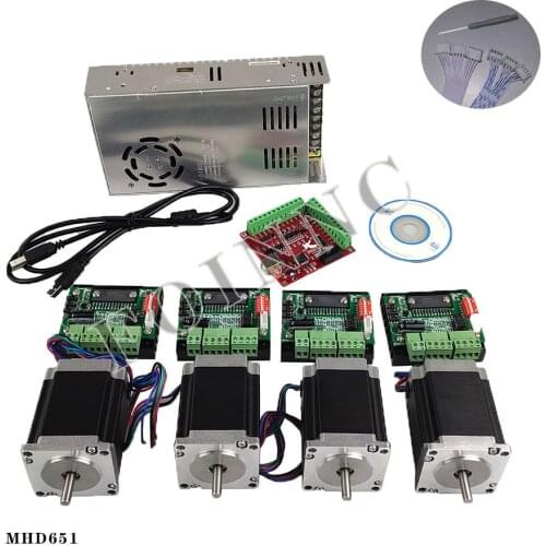 Computerized numerical control router kit, 4 axis, TB6560 stepper motor driver + interface board + 4 Nema23 270 Oz-in motors + p