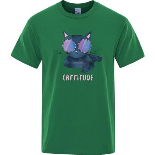 Cat With Sunglasses Cartoons Cute Print Mens T-shirts Casual Comfortable Tops Loose O-Neck Tshirts Man Oversize S-XXXL Tshirts
