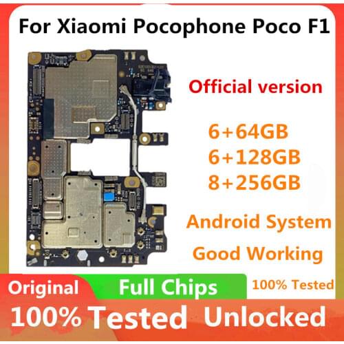 For Xiaomi Pocophone Poco F1 Motherboard Logic Board Original Unlocked Mainboard 6+64GB/ 6+128GB/ 8+256G 5G Global version Plate