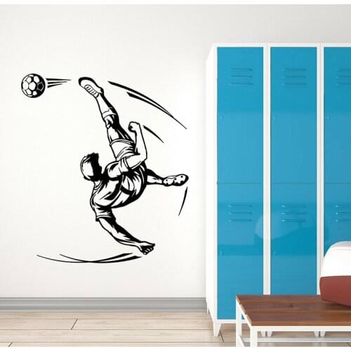 Football Wall Decal Soccer Player Ball Game Sports Fan Match Wall Stickers Home Boys Room Decor Vinyl Removable Mural C027