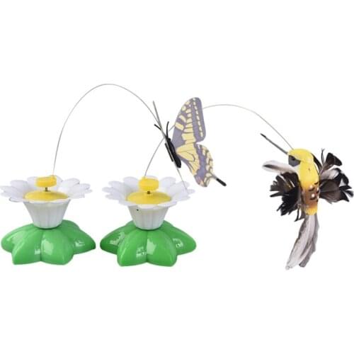 2021 New Pet Cat Kitten Play Toy Electric Rotating Butterfly Steel Wire Cat Teaser Toys