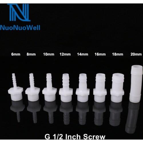 NuoNuoWell 10cs-Pack G1/2''x4/6/8/10/12//14/16/18mm Reduce Connectors Soft Pipe Joint Plastic Water Pipe Adapter Aquarium