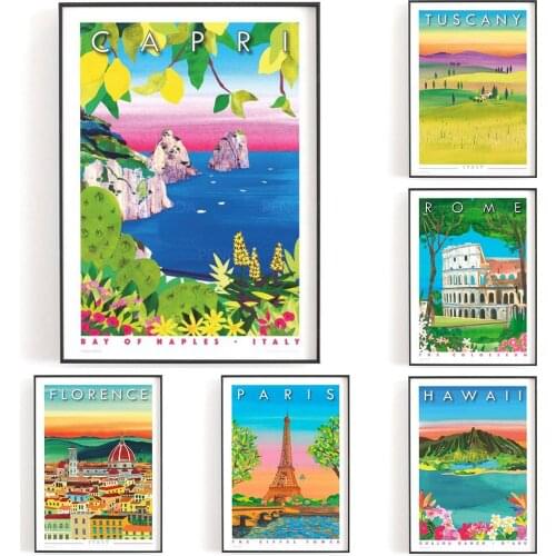 Prairie Paris Tower Scenery Painting Mountain House Canvas Poster No Frame Print Nordic Picture Modular Decoration Home Wall Art