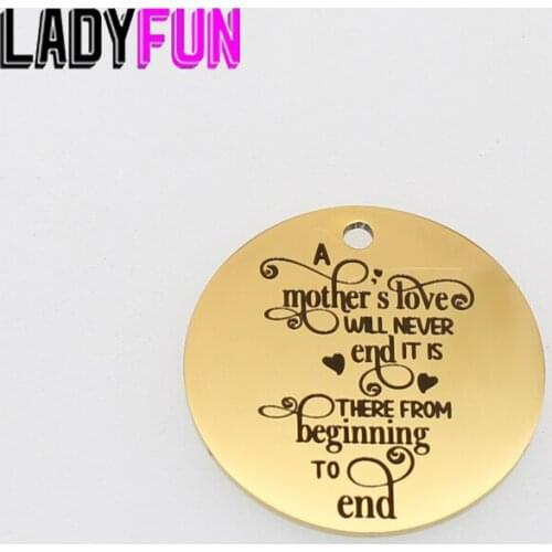 Stainless Steel Mother Charms Laser Words A Mothers Love Will Never End It Is There..Pendant Mirror Surface Jewelry Charm 10pcs