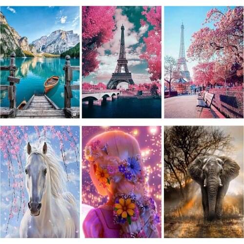 5D round diamond painting embroidery landscape picture rhinestone cross stitch kit animal diamond mosaic Paris crafts home decor