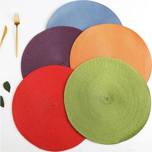 Placemat Table Mat Round Placemats PP Plastic Woven Dining Table Mat Heat Insulation Pot Holder Cup Coasters Kitchen Accessories