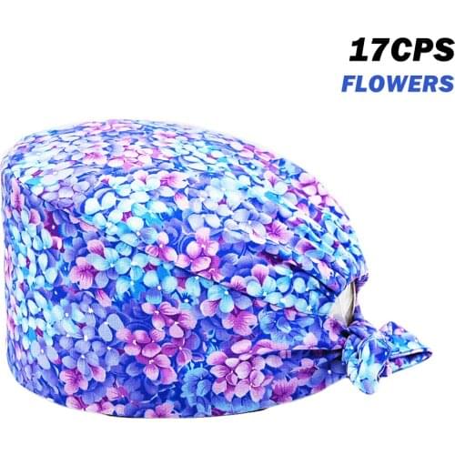 100% Cotton Scrub Hats Unisex Anime Printing Health Care Workers Adjustable Working Nursing Hat Beauty Salon Scrubs Caps New