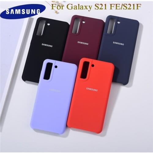 Samsung Silicone Cover Soft Liquid Silicone Office Solid Color Style Case Fully Protect Phone Shell For Galaxy S21FE S21F & Logo