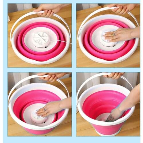 Foldable Mini Washing Machine Rotating Ultrasonic Turbines Washer USB Charging Laundry Clothes Cleaner for Home Travel