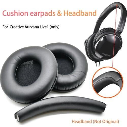 Replacement Ear Pads Cushions Pillow Earpads Earmuffs With Headband For Creative Aurvana Live1 LIVE 1 Headphones