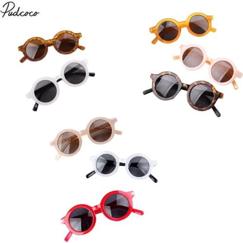 2020 Fashion Baby Kids Anti UV Protective Round Sunglasses Sun Glasses Boys Girls Popular Solid/Leopard Holiday Beach Sunglasses