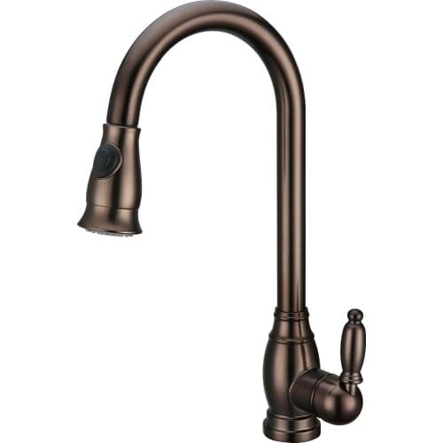 Modern Standard Spout Pull out / Pull down Single hole deck mounted kitchen sink faucet mixer tap ORB oil rubbed bronze color