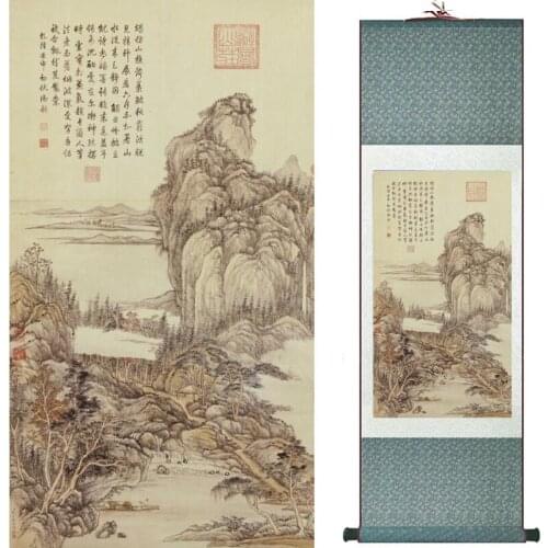 Old fashion painting landscape art painting Chinese traditional art painting China ink painting20190813006
