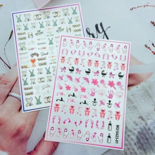 Japnese Style 3d DIY Fashion Hot Selling Nail Stickers Thin Traceless Back Glue Adhesive Dry Nail Decals Manicure Nail Art Women