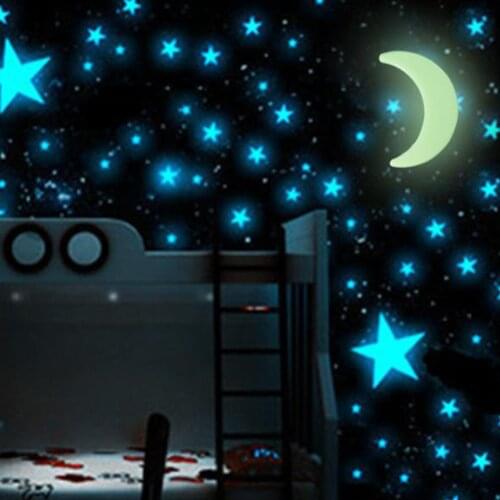 9cm moon Wall Stickers Luminous Moon Kid Bedroom decor Glow In The Dark moon Wall Stickers Fluorescent Stars Luminous good night
