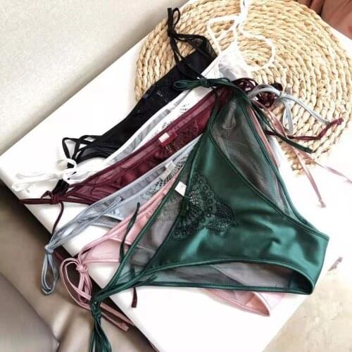 1 Pc Women Underwear Sexy Bandage Lace Panties Low-waist Underpant Female Transparent Mesh Briefs Lingerie Women Thong