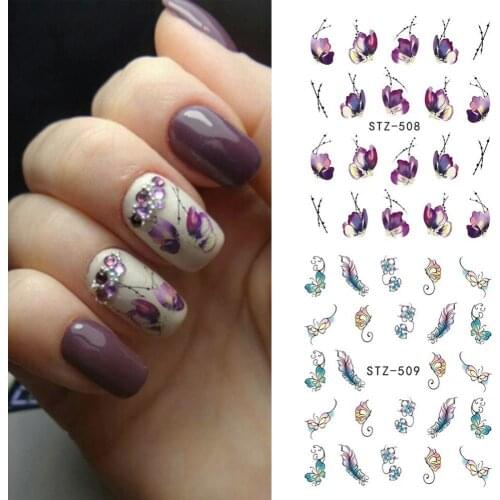Vintage Nail Sticker Flowers Butterfly Water Transfer Nails Art Sticker DIY Manicure Salon Decals Tools