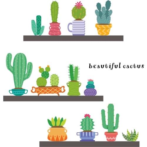 Green garden potted plants cactus aloe wall stickers home decor living room flower bonsai wall decals diy mural art posters
