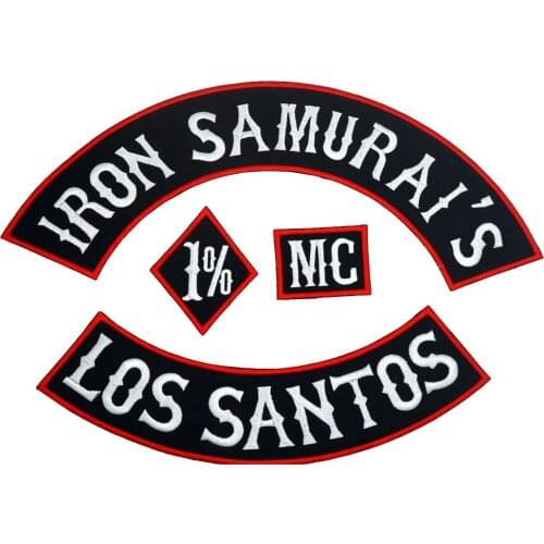 IRON SAMURAIS Embroidered rocker Label punk biker Patches Clothes Stickers Apparel Accessories Badge 2pcs/set