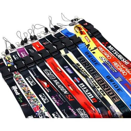 1pcs jdm Style Mugen for Honda Keychain Key ring Lanyard Mobile ID Card Refitting Hanging Strap