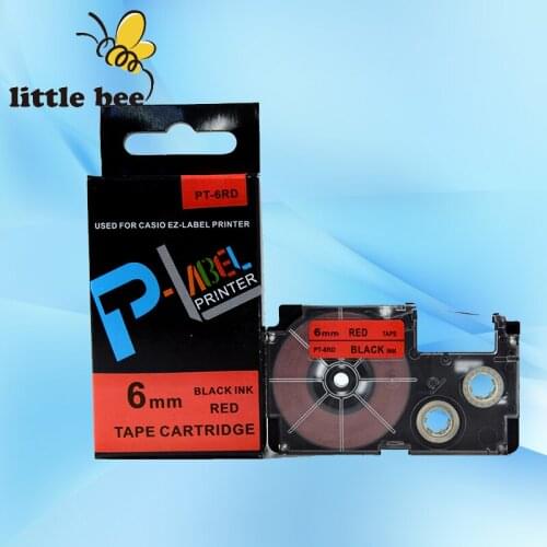 10Pcs free shipping Compatible 6mm label tape XR-6RD1 for Casio EZ-Label printer KL-7400 KL-820 KL-120 KL-60 KL-170PLUS