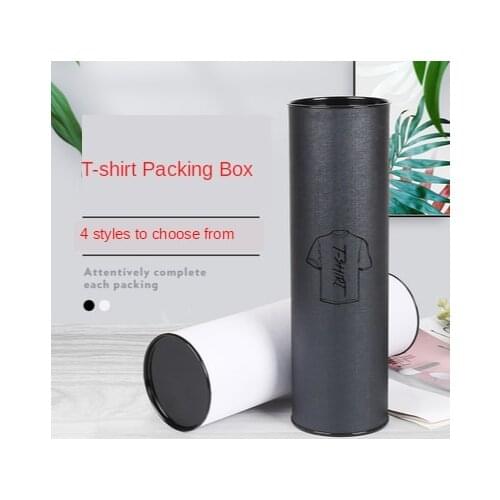 10Pcs T-shirt paper can packaging gift box paper tube short sleeve packaging cylinder black and white optional