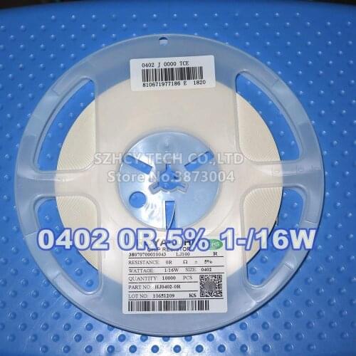 10000Pcs 0402 0R 5％ 1/16W HJ0402-0R New and origianl