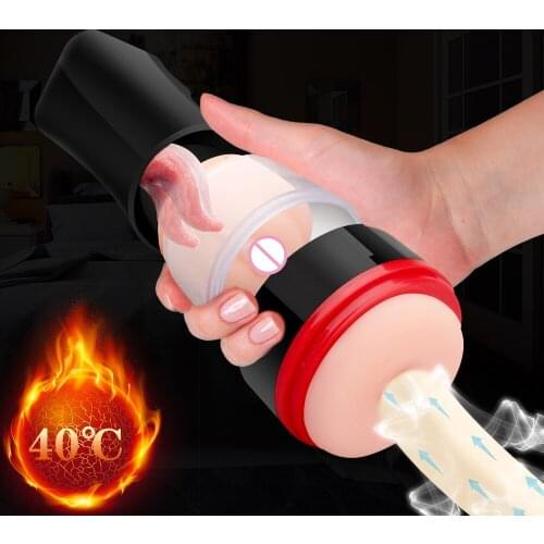 12 Frequency Tongue Licking Deep Throat Masturbation Cup Airplane Cup Male Masturbation Tool Blowjob Cup Erotic Sex Toys for Man