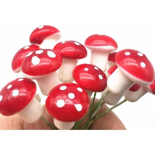 20pcs 20mm Red Foam Toadstool Mushroom Fairy Garden Ornament Decoration Moss Terrarium Crafts Miniatures