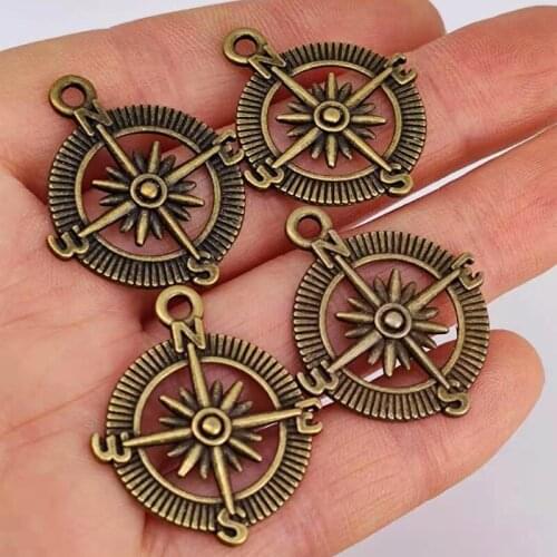 5pcs Charms Compass 28x24mm Tibetan Bronze Color Pendants charmsAntique Jewelry Making DIY Handmade Craft for women