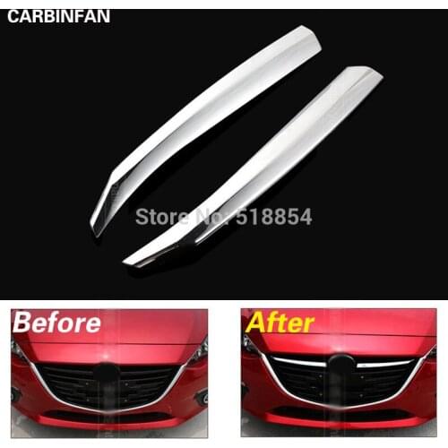 ACCESSORIES FIT FOR 2014 2015 MAZDA 3 AXELA CHROME FRONT MESH HOOD GRILLE COVER TRIM MOLDING GARNISH 3PCS/SET