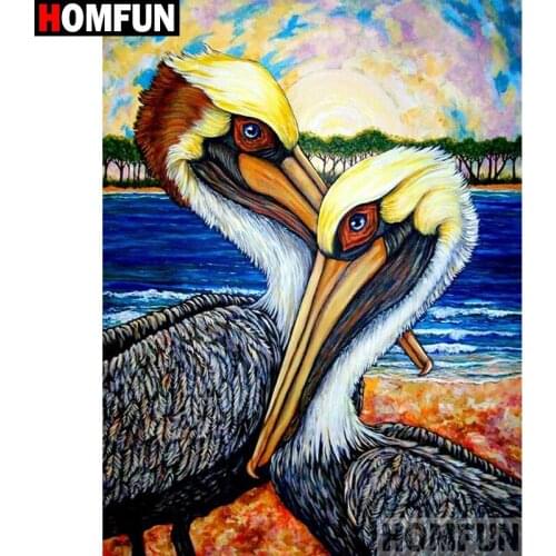 HOMFUN Full Square/Round Drill 5D DIY Diamond Painting "Bird animal sea" Embroidery Cross Stitch 5D Home Decor Gift A30144