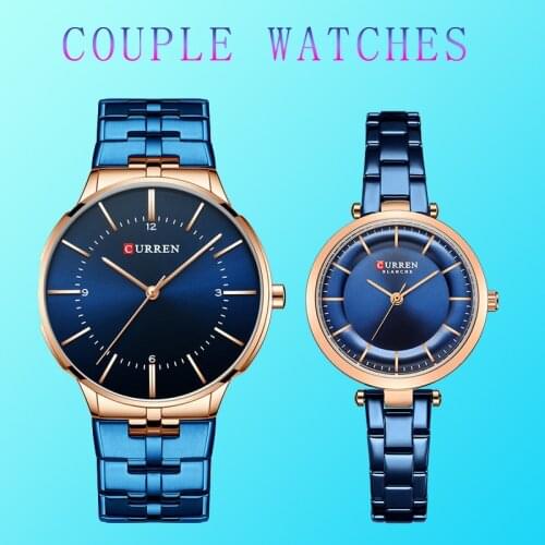 CURREN Couple Watches For Lovers Stainless Steel Minimalist Watch Men Women Relogio Masculino Business Waterproof Reloj Hombre