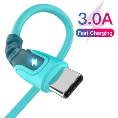 3A Type C Liquid silicone Data cable Micro USB Fast Charge Mobile Phone Charging Cable With Light For Huawei Xiaomi Samsung