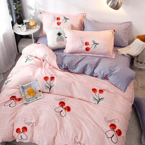 Classic Pink Cherry Duvet Cover Set Bed Linens Flat Sheet Child Boy Girl Cute Quilt Cover Fashion Bedsheet Adults Pillowcases