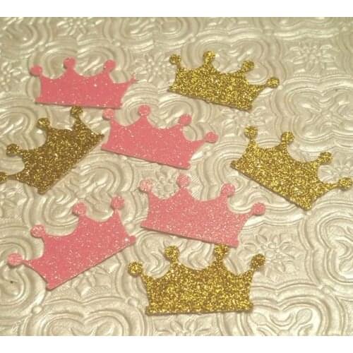 Princess Crowns Tiaras pink gold confetti die cuts birthday party baby shower Table decor scrapbook Confettis