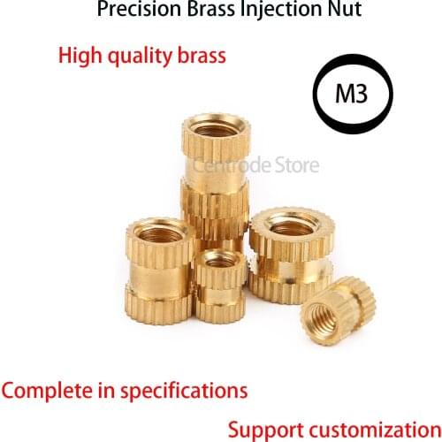 M3 Brass Nuts round Nut Injection Copper Nuts Copper Insert, Copper Embedded Parts, Copper Knurled Copper Flower Mother 100PCS