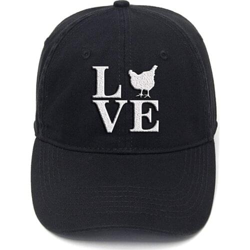 Lyprerazy Cool Flock Printing Barnyard Farm Animal Love Chickens Washed Cotton Adjustable Men Women Unisex Hip Hop Baseball Cap