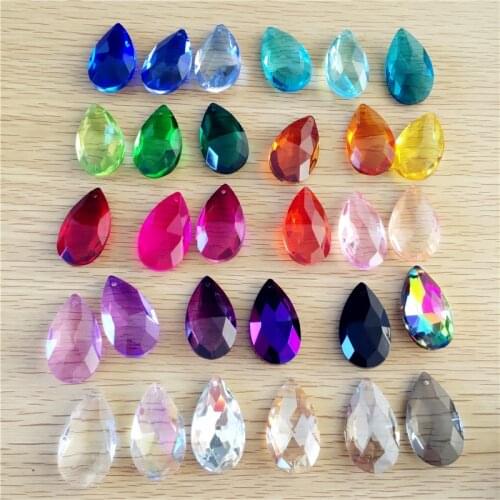 Promotion 50units Mix Color Chandelier Almond Glass Lamp Prisms Parts Hanging Pendants Birthdays Gift Parts Height 38mm(1.5inch)