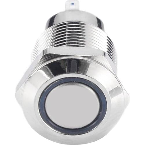 Mayitr Portable 12V Silver 4 Pin 12mm Push Button Switch Durable Waterproof White Led Light Metal Momentary Switches 21.3*14mm