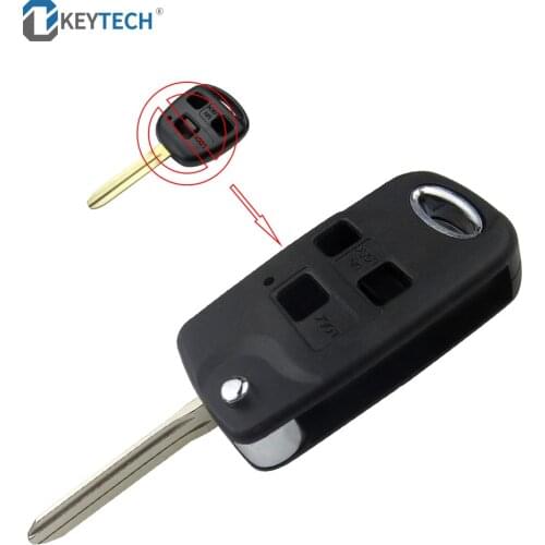 OkeyTech Modified Flip Folding Remote Car Key Shell 3 Buttons Pad For Toyota Celica Avensis RAV4 Prado Camry Uncut TOY47 Blade