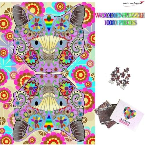 MOMEMO Flowers and Cats Jigsaw Puzzle 50*75cm Wooden 1000 Pieces Puzzles Plane Puzzle Games Toys for Adults Teens Family Gifts