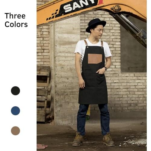 BBQ Washable Cotton Apron Bib Chef Kitchen Apron for Women Men Barista Bartender Pockets home barber cook Coffee Restaurant