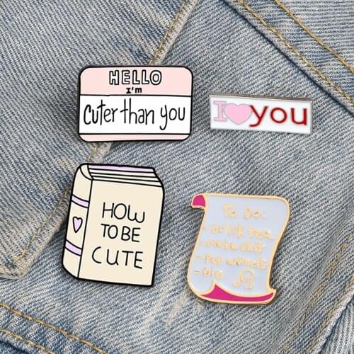 Cartoon Sticky Note Message Enamel Brooch I Love You Book Lapel Pins Backpack Clothes Badge High Quality Jewelry Gift For Friend
