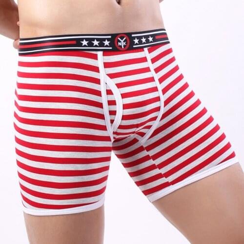 Mens Long Boxer Natural Cotton Underwear Men Low Waist Panties Shorts Man Anti Friction Five Points Underpants Brand Boxershorts