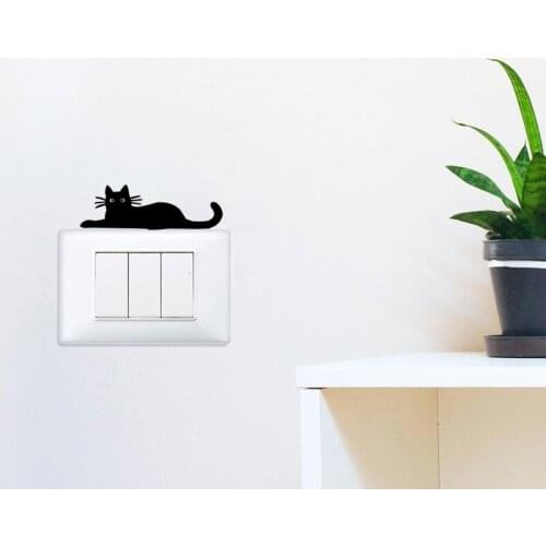 Cute Cat Art Switch Sticker Living room Bedroom Decorative Wall Stickers Vinyl Waterproof Murals JG1454