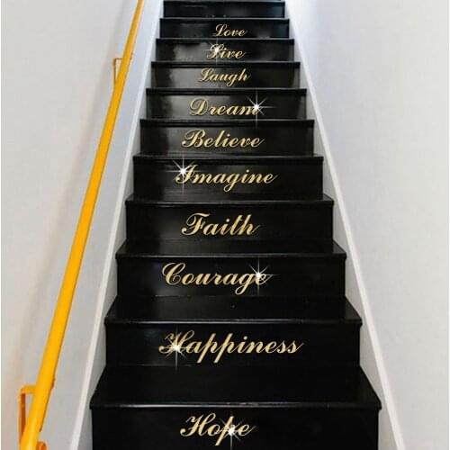 Acrylic Silver Mirror Effect Quote Word Art Stair Decals Wall Stickers Home Decor for home room decoration pegatinas wall decor